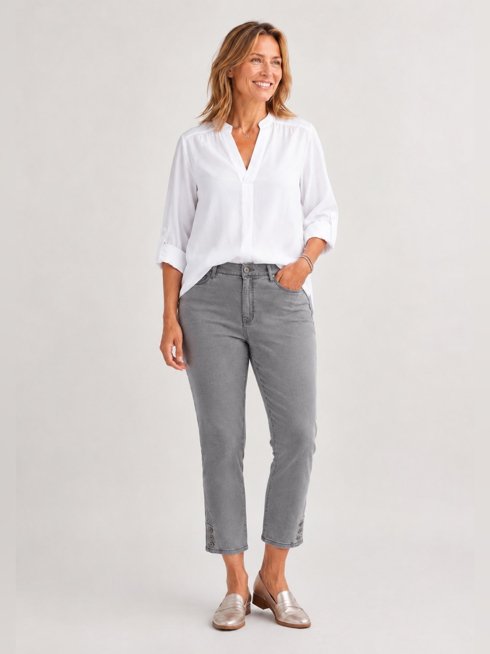 J Jill jeans authentic fit slim ankle gray women’s size 14